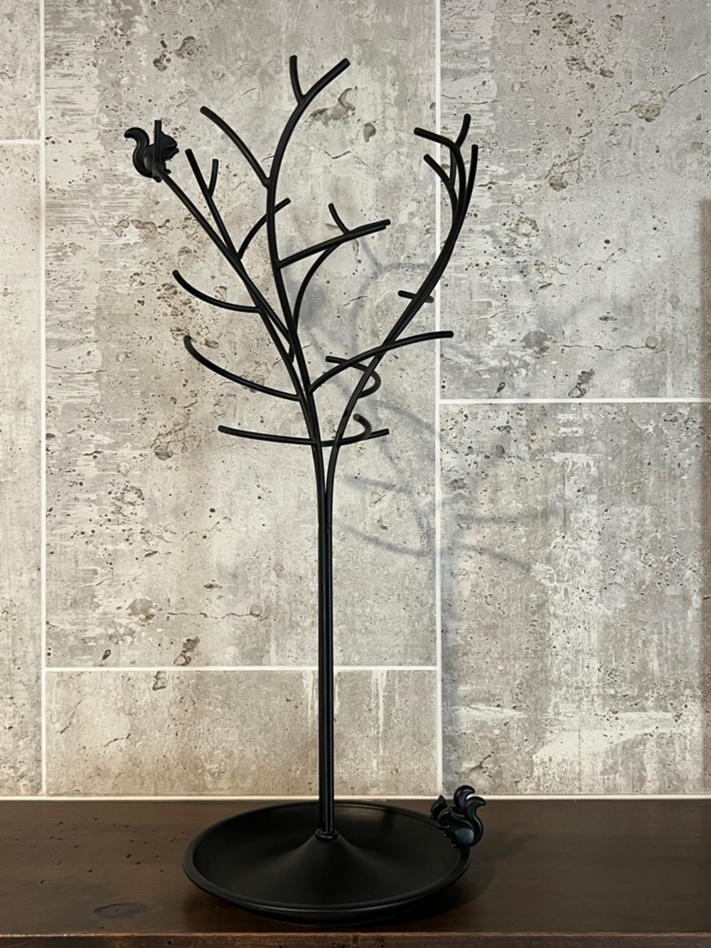 Umbro Black Metal Tree/Squirrel Jewelry Holder & Trinket Tray
